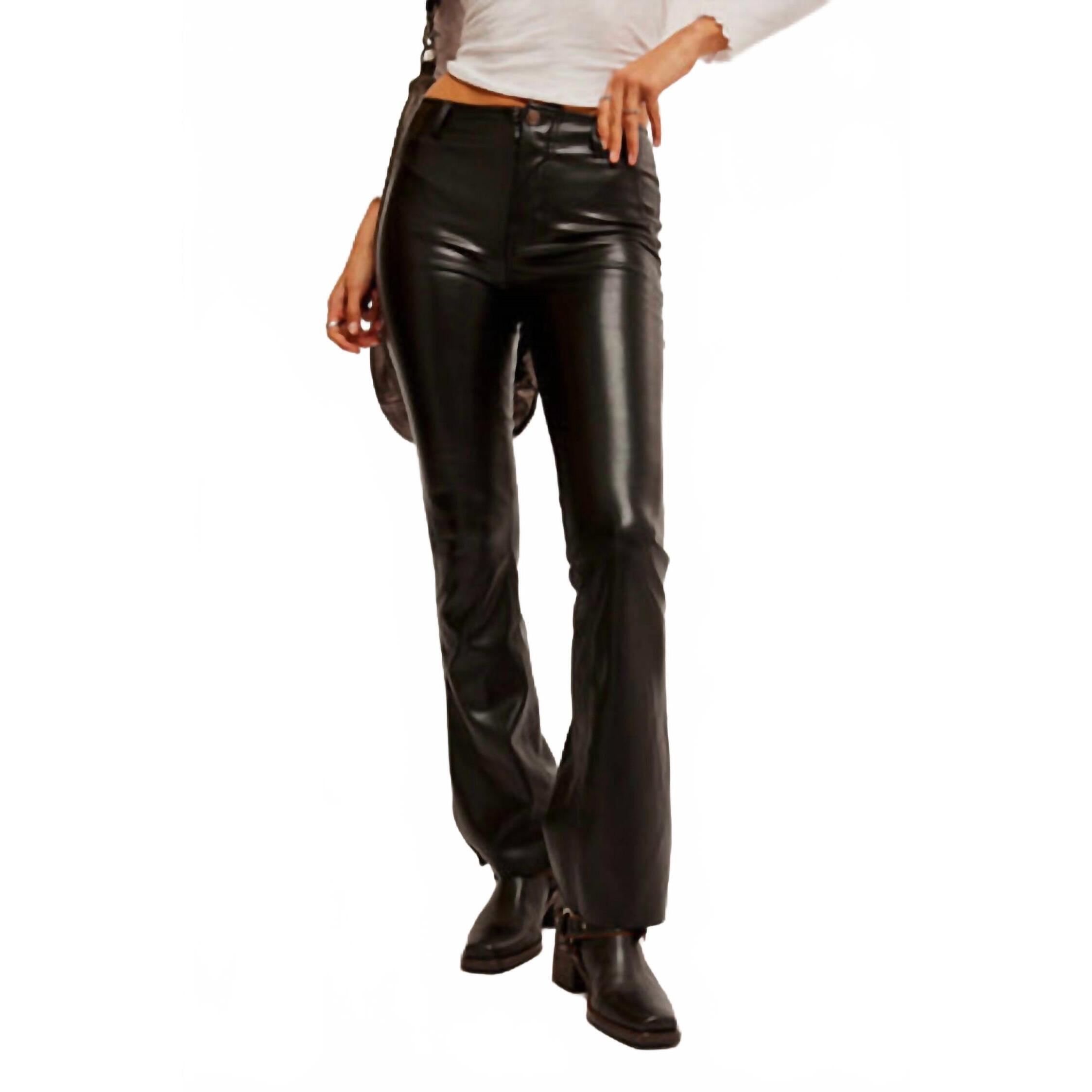 New Free People Level Up Vegan Slit Bootcut Jean In Black